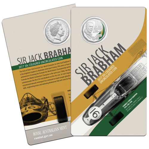 2017 - Sir Jack Brabham Coloured Coin Fifty Cents