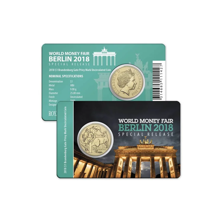 2018 $1 Brandenburg Gate Pry Mark - WMF Berlin Special Release Coin