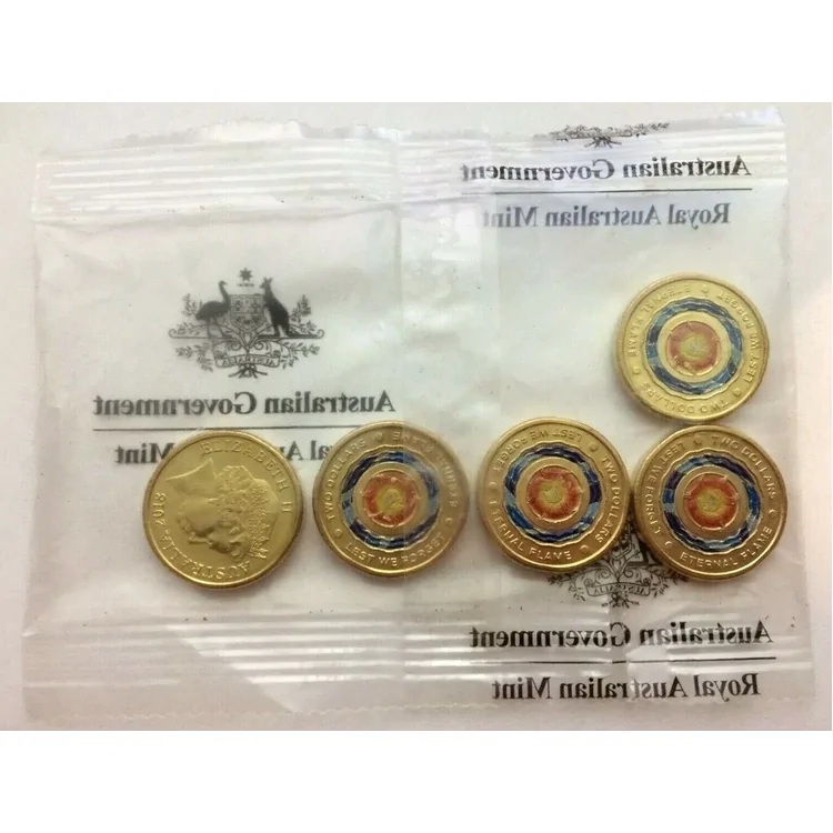 2018 $2 Eternal Flame Games - Coloured Uncirculated Coins in RAM Bag of 5 coins