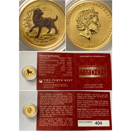 2018 $5 Gold Lunar Series 1/20th ounce