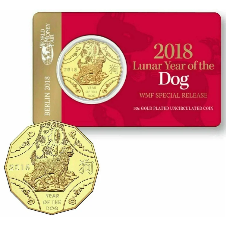 2018 50c Year of the Dog - WMF Special Release Gold Plated Coin