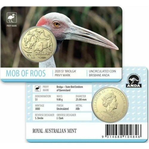 2020 $1 ANDA Brisbane - Brolga Privy Mark