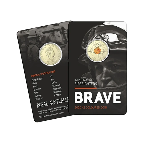 2020 $2 Firefighters Coloured Carded Coin
