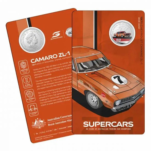 2020 50c 60 Years of Supercars - 1971 Chevrolet Camaro ZL-1 Bob Jane