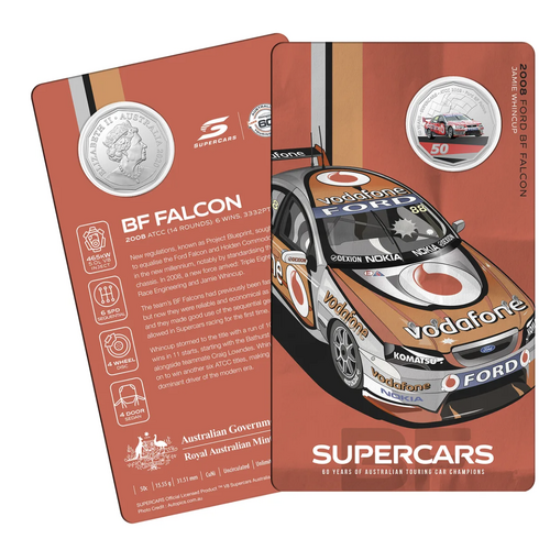 2020 50c 60 Years of Supercars - 2008 Ford BF Falcon Jamie Whincup