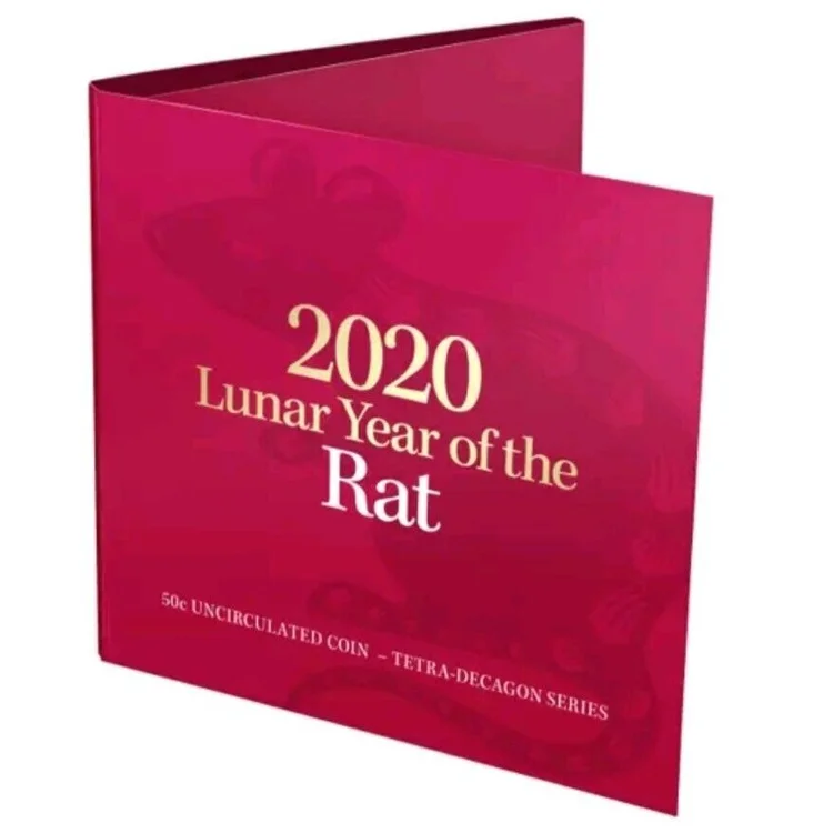 2020 50c Lunar Year of the Rat - Tetra-decagon Coin in Folded Display Card