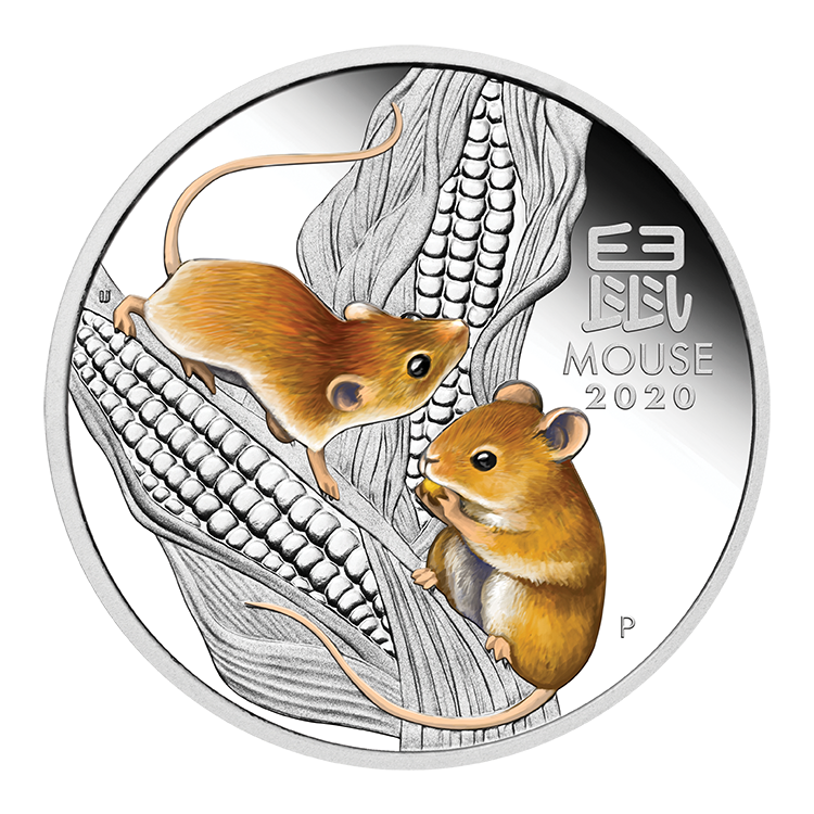 2020 1/2oz Silver - Lunar Year of the Mouse Silver Proof Coloured Coin