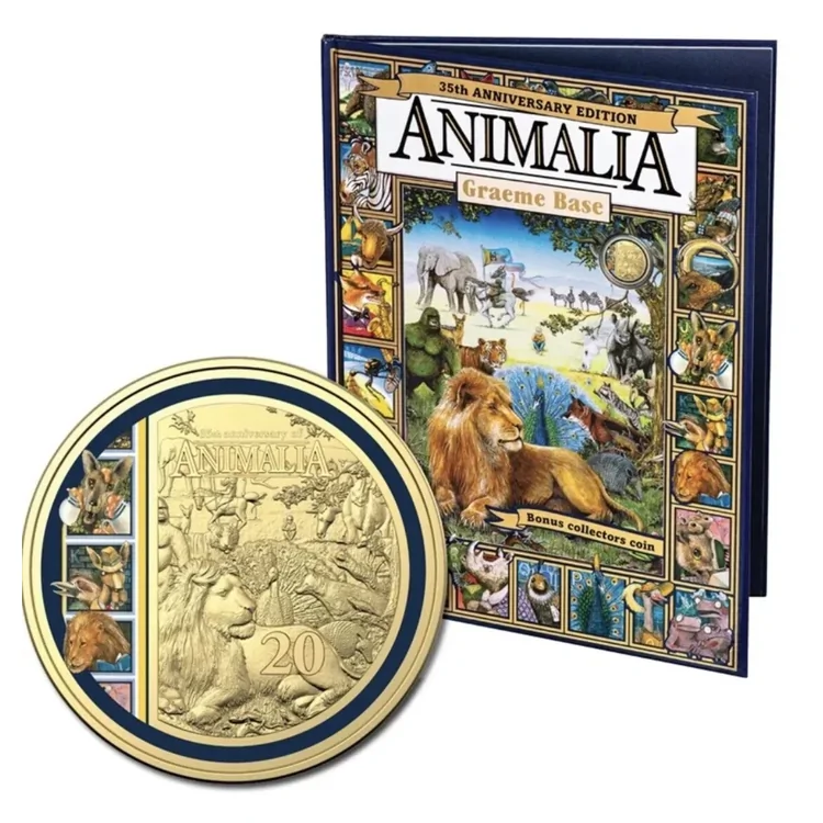 2021 20c Animalia - Special Delux Edition Book with Gold Plated Coloured Coin