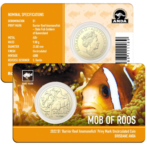 2022 $1 ANDA Brisbane - MOR 'Barrier Reef Anemonefish' Privy Mark
