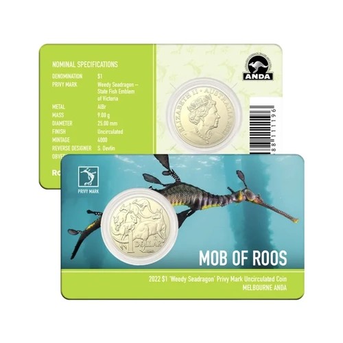 2022 $1 ANDA Melbourne - Weedy Seadragon Privy Mark