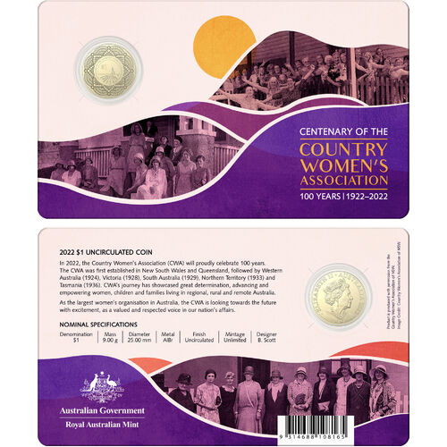 2022 $1 Centenary of the Country Women's Association