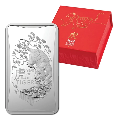2022 $1 1/2oz Year of the Tiger Silver Ingot Bar
