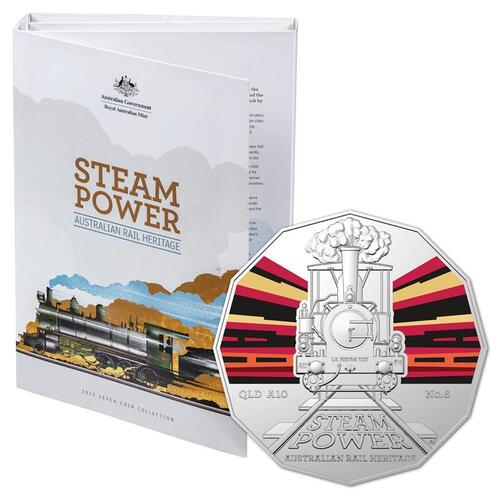 2022 50c Australian Steam Trains - QLD Rail A10  No.6 with Folder
