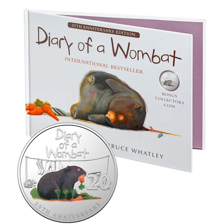 2022 20c Diary of a Wombat - Special Edition Book with Coloured Coin