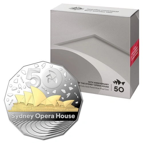 2023 50c Selectively Gold Plated Silver Proof Coin 50th Anniversary of the Sydney Opera House