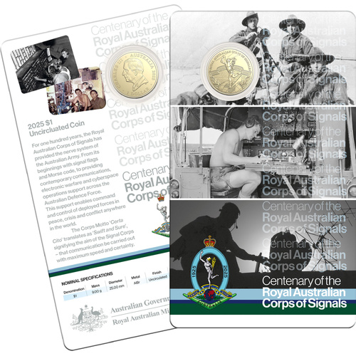 2025 $1 Royal Australian Corp of Signals Carded Coin