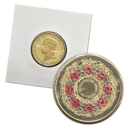 2025 $2 Poppy Wreath - 80th Anniversary of WWII Single UNC coin