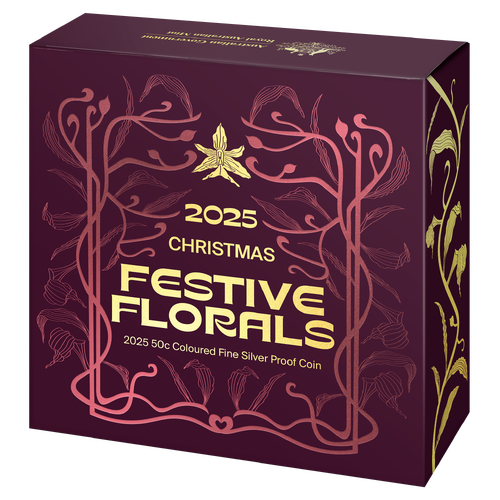 2025 50c Christmas Festive Florals Fine Silver Proof Coin