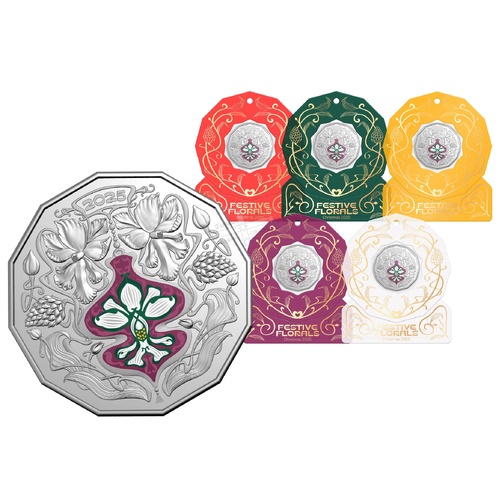 2025 50c Festive Florals Christmas Decoration Coin