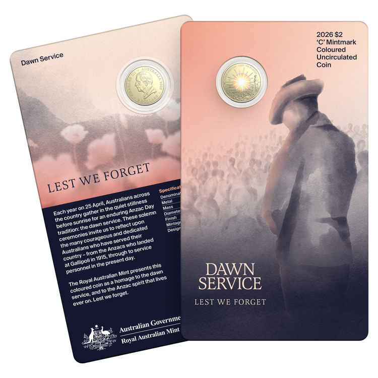 2026 $2 Lest We Forget: Dawn Service - 'C' Mintmark Coloured Coin
