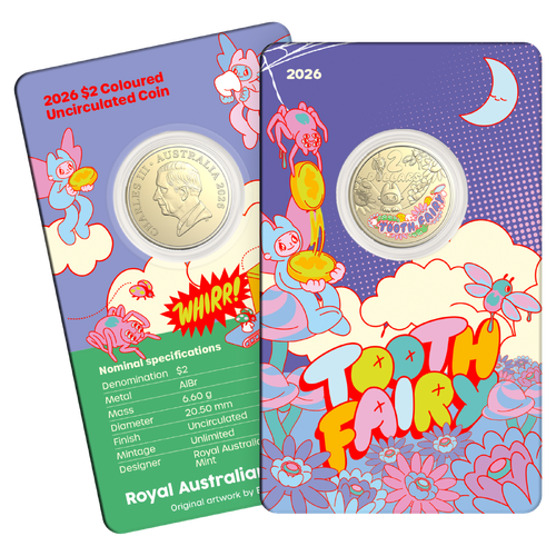 2026 $2 Tooth Fairy Carded Coloured Coin