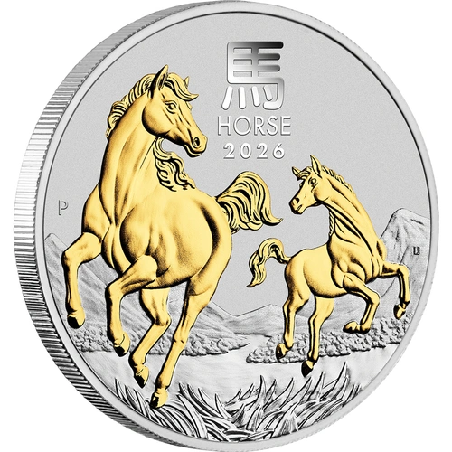 Australian Lunar Series III 2026 Year of the Horse 1oz Silver Gilded Coin