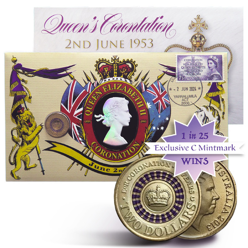 Queen Elizabeth II Coronation PNC - 2013 $2 Coloured Purple Coin Uncirculated